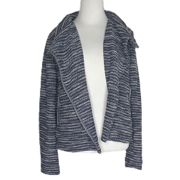 Loft blue and white striped tweed side zip jacket - Picture 1 of 8